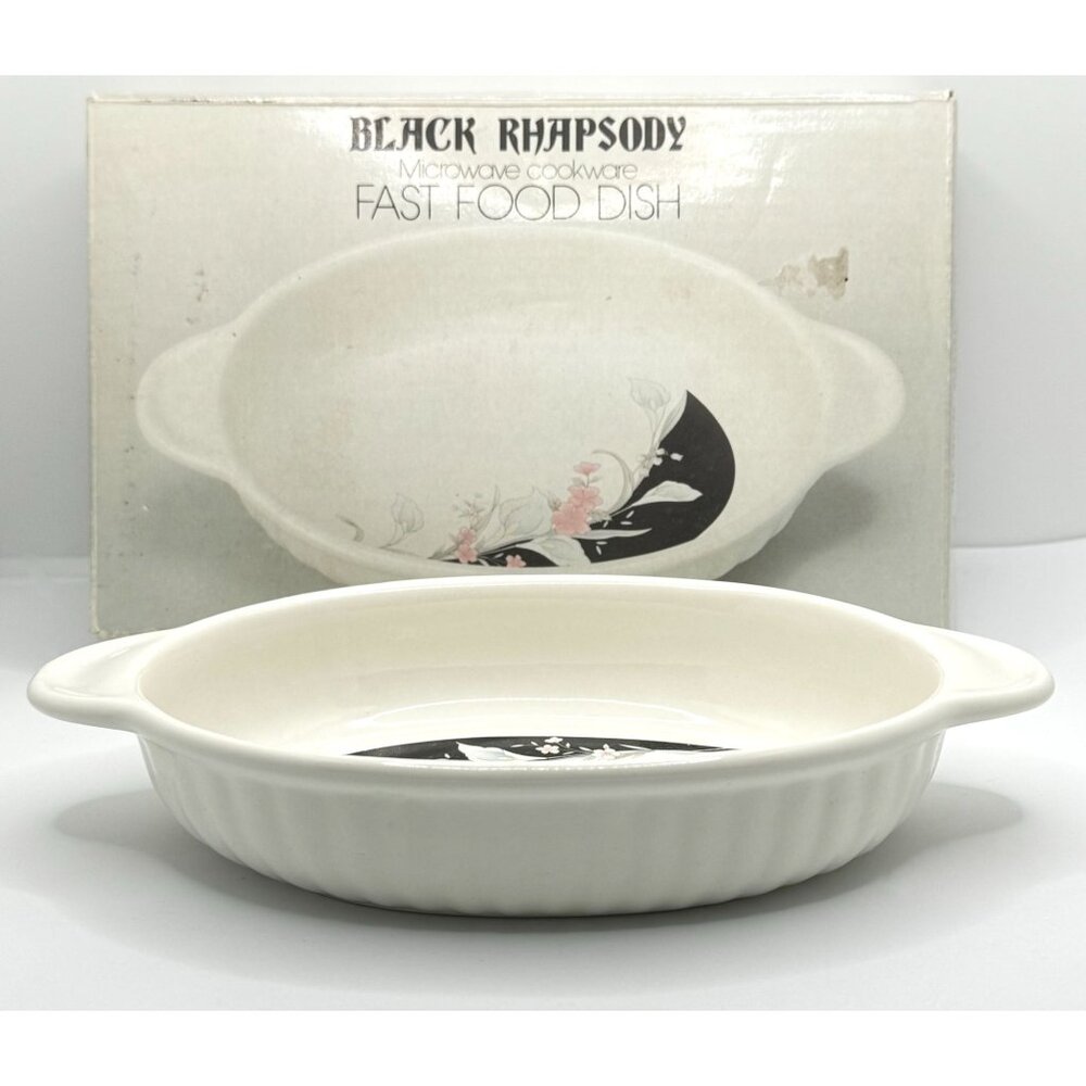 Black Rhapsody Microwave Cookware Fast Food Dish - Floral Pattern Oven & Microwa
